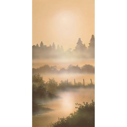 MORNING MIST Black Modern Wood Framed Art Print with Double Matting by Walsh, Peter