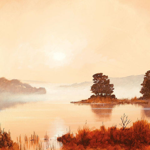 MISTY MORNING I White Modern Wood Framed Art Print with Double Matting by Lee, Spencer