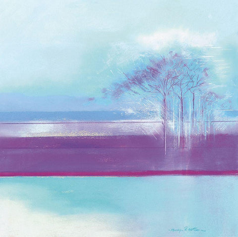 TURQUOISE Landscape I White Modern Wood Framed Art Print with Double Matting by Robertson, Marilyn