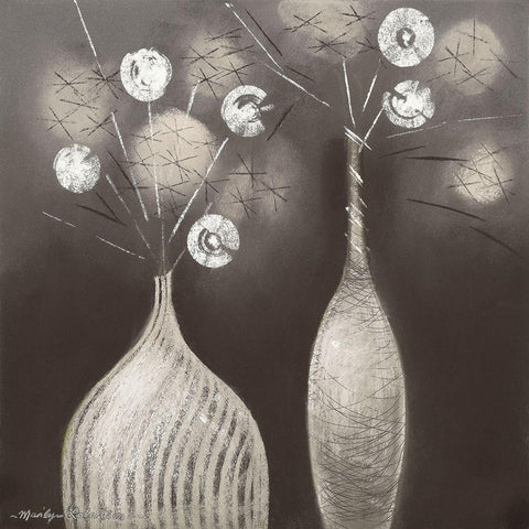 DOMINO I White Modern Wood Framed Art Print with Double Matting by Robertson, Marilyn