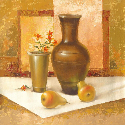 Still-Life WITH PEARS Black Modern Wood Framed Art Print by Babichev