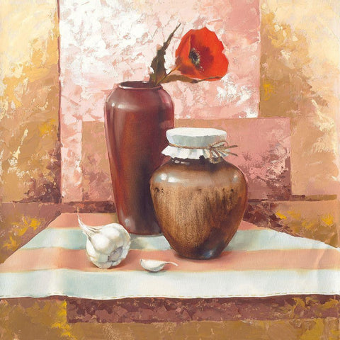 Still-Life WITH RED POPPIES Gold Ornate Wood Framed Art Print with Double Matting by Babichev