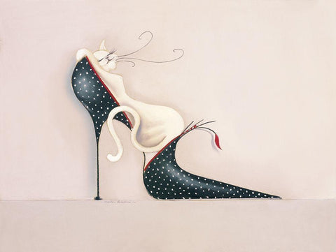 THE PURRFECT FIT I White Modern Wood Framed Art Print with Double Matting by Robertson, Marilyn