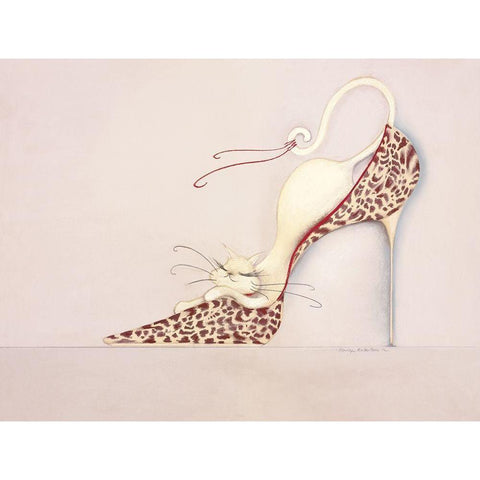 THE PURRFECT FIT II White Modern Wood Framed Art Print by Robertson, Marilyn