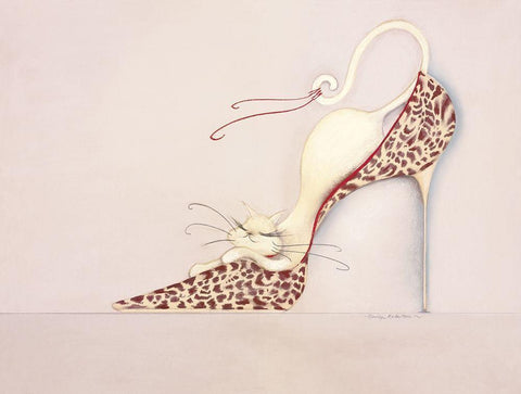 THE PURRFECT FIT II Black Ornate Wood Framed Art Print with Double Matting by Robertson, Marilyn