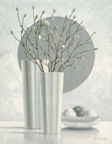 Silver Inspiration II Black Ornate Wood Framed Art Print with Double Matting by van der Valk, Karin