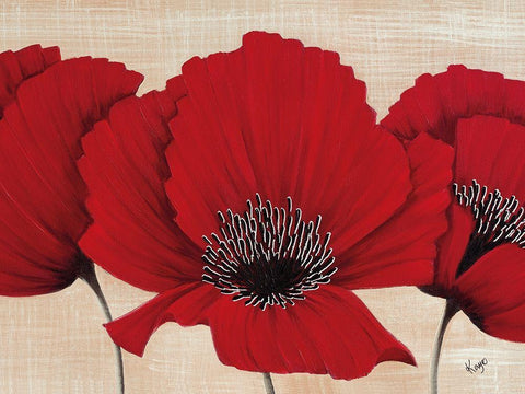 LINEN POPPY Black Ornate Wood Framed Art Print with Double Matting by Lake, Kaye