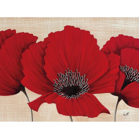 LINEN POPPY Gold Ornate Wood Framed Art Print with Double Matting by Lake, Kaye