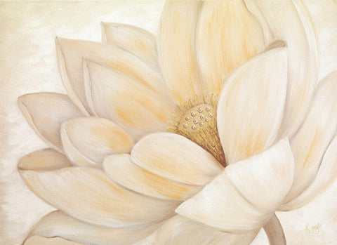 GOLDEN LOTUS White Modern Wood Framed Art Print with Double Matting by Lake, Kaye