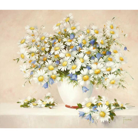 Medley With Daisies Black Modern Wood Framed Art Print by Fasani