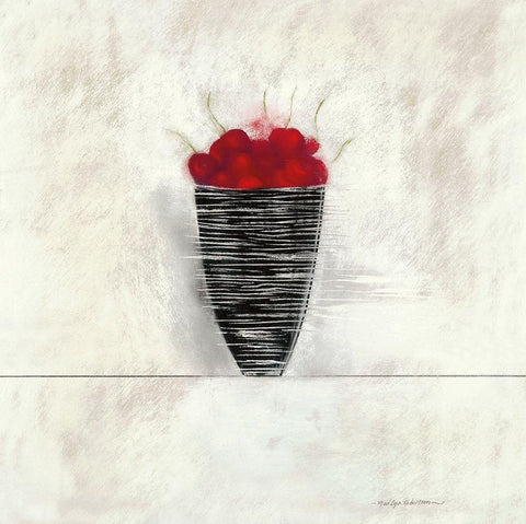 CHERRIES I Black Ornate Wood Framed Art Print with Double Matting by Robertson, Marilyn