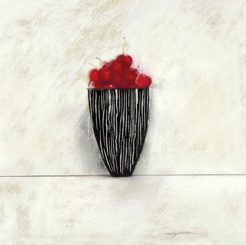 CHERRIES II White Modern Wood Framed Art Print with Double Matting by Robertson, Marilyn