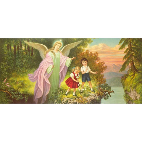 HL. SCHUTZENGEL Black Modern Wood Framed Art Print with Double Matting by Marsani