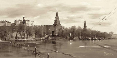 Borowizki, Moscow Black Ornate Wood Framed Art Print with Double Matting by Ryazanov