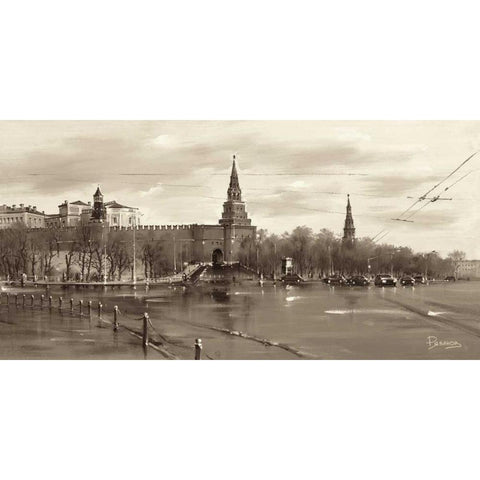 Borowizki, Moscow Black Modern Wood Framed Art Print by Ryazanov