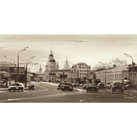 Sergy Radonezhsky Street Black Modern Wood Framed Art Print with Double Matting by Ryazanov