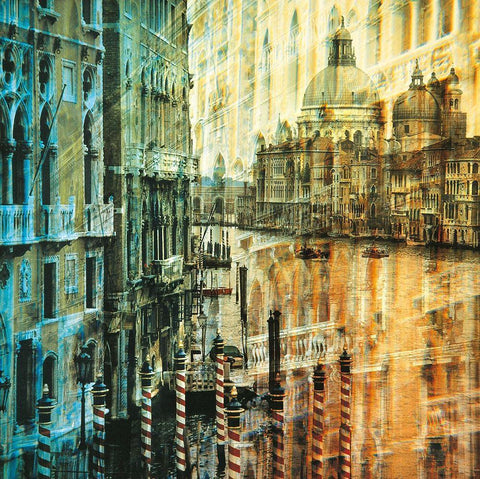 VENICE I White Modern Wood Framed Art Print with Double Matting by Weissing, Gerd