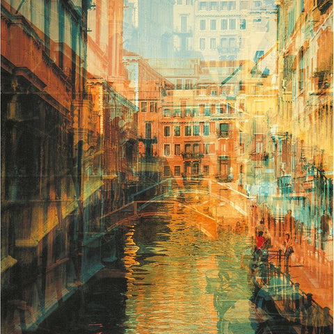 VENICE II Black Modern Wood Framed Art Print with Double Matting by Weissing, Gerd
