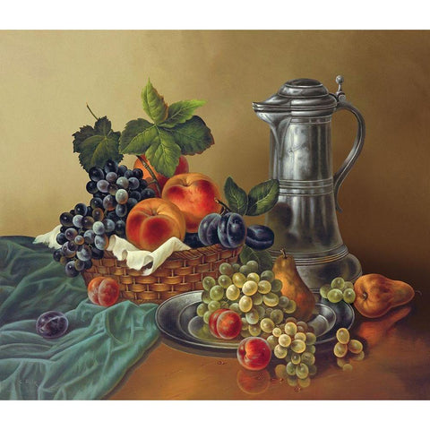 DELICIOUS GRAPES Gold Ornate Wood Framed Art Print with Double Matting by Pila