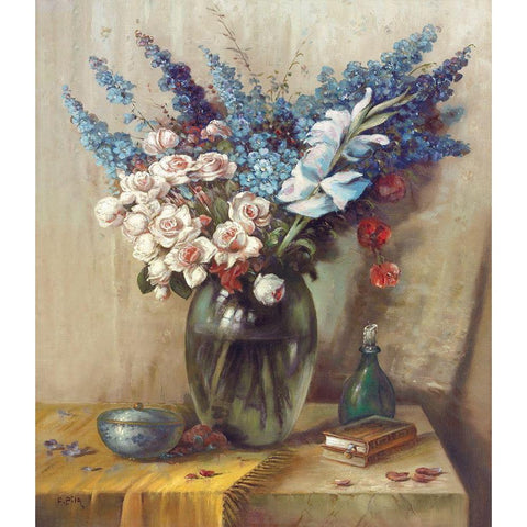 JULY BOUQUET Black Modern Wood Framed Art Print by Pila