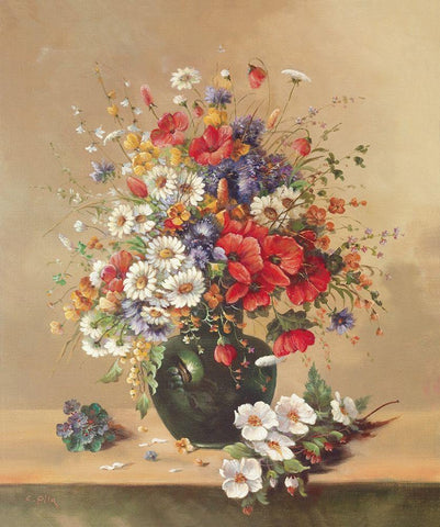 SEPTEMBER BOUQUET Black Ornate Wood Framed Art Print with Double Matting by Pila