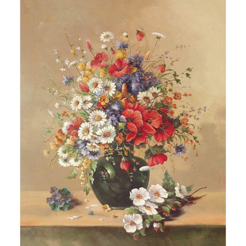 SEPTEMBER BOUQUET Black Modern Wood Framed Art Print with Double Matting by Pila