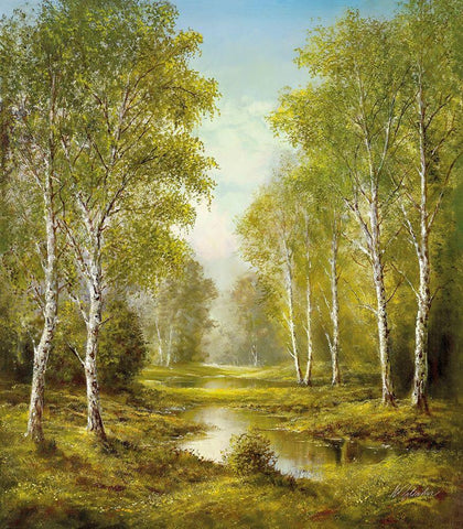 TRANQUILITY White Modern Wood Framed Art Print with Double Matting by Glassl, Helmut