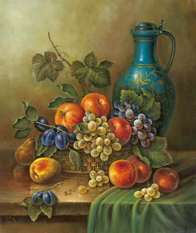 Still-Life WITH MUG Black Ornate Wood Framed Art Print with Double Matting by Pila