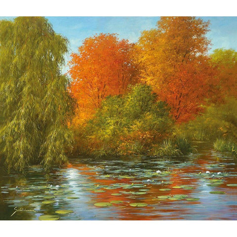 INDIAN SUMMER Gold Ornate Wood Framed Art Print with Double Matting by Schoelnhammer, Heinz