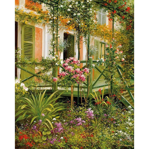 IDYLLIC SCENE I Black Modern Wood Framed Art Print with Double Matting by Schoelnhammer, Heinz