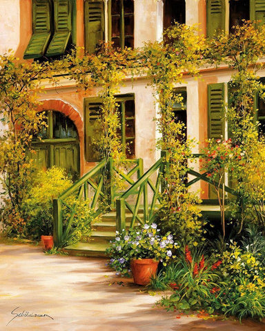 IDYLLIC SCENE II White Modern Wood Framed Art Print with Double Matting by Schoelnhammer, Heinz