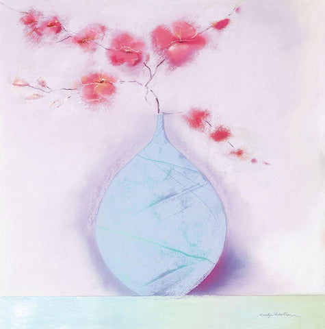 CORAL BLOSSOM II White Modern Wood Framed Art Print with Double Matting by Robertson, Marilyn