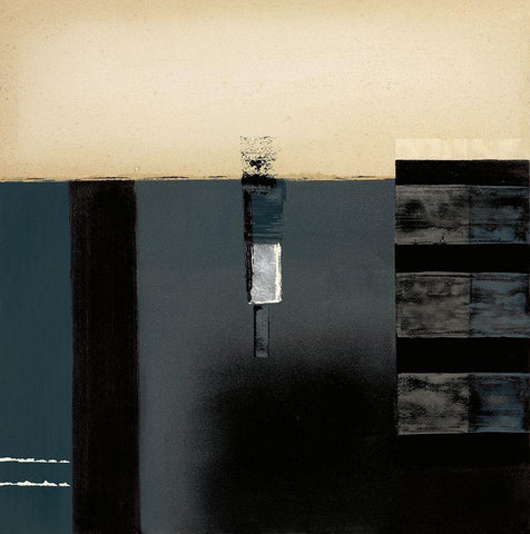 MIDNIGHT BLUES I White Modern Wood Framed Art Print with Double Matting by Carter, Brad