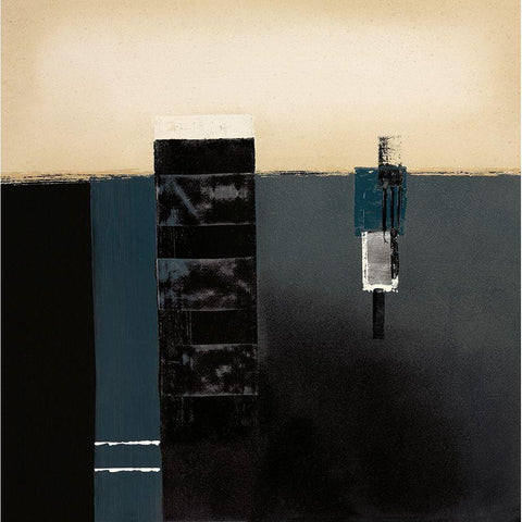 MIDNIGHT BLUES II Black Modern Wood Framed Art Print with Double Matting by Carter, Brad