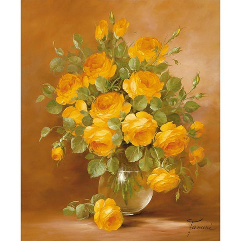 ROSES II Gold Ornate Wood Framed Art Print with Double Matting by Fasani