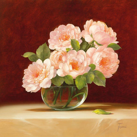 BOUQUET OF ROSES II White Modern Wood Framed Art Print with Double Matting by Fasani