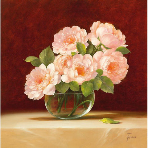 BOUQUET OF ROSES II Black Modern Wood Framed Art Print with Double Matting by Fasani