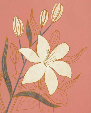 Terra Cotta Lillies I White Modern Wood Framed Art Print with Double Matting by Design Show