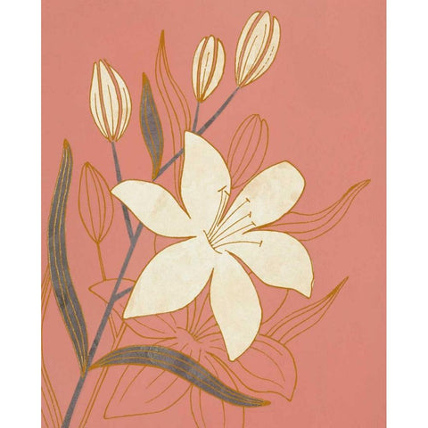 Terra Cotta Lillies I White Modern Wood Framed Art Print by Design Show