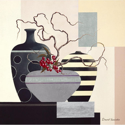 Twigs and Berries II Black Modern Wood Framed Art Print with Double Matting by Sedalia, David