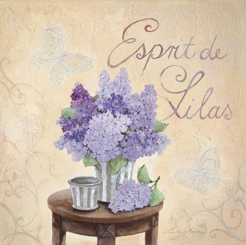 Esprit De Lilas White Modern Wood Framed Art Print with Double Matting by Moore, Linda