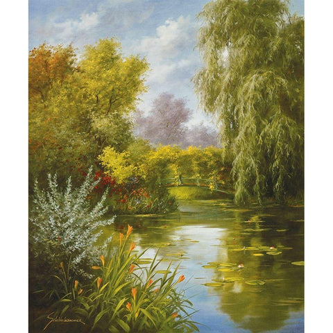 DREAMY CREEK I White Modern Wood Framed Art Print by Schoelnhammer, Heinz