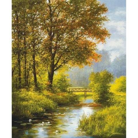 DREAMY CREEK II White Modern Wood Framed Art Print by Schoelnhammer, Heinz