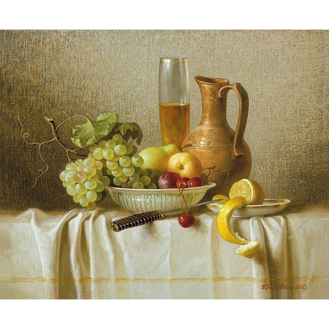 Still-Life WITH PITCHER White Modern Wood Framed Art Print by Belkovskij, Igor
