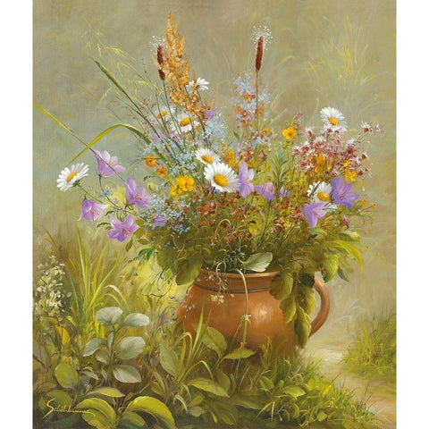 Floral BOUQUET II Gold Ornate Wood Framed Art Print with Double Matting by Schoelnhammer, Heinz