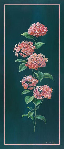 VINTAGE HYDRANGEA Black Ornate Wood Framed Art Print with Double Matting by v.d. Valk, Karin