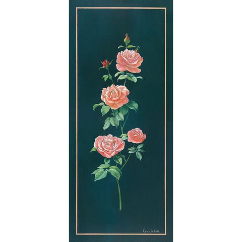 VINTAGE ROSE Gold Ornate Wood Framed Art Print with Double Matting by v.d. Valk, Karin