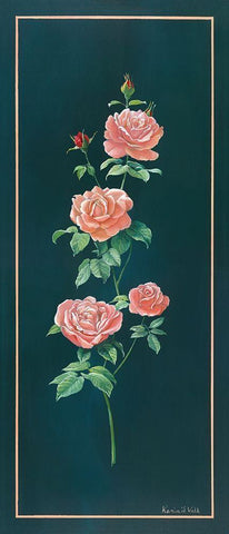 VINTAGE ROSE White Modern Wood Framed Art Print with Double Matting by v.d. Valk, Karin