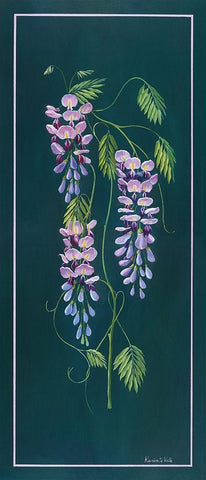 VINTAGE WISTERIA Black Ornate Wood Framed Art Print with Double Matting by v.d. Valk, Karin