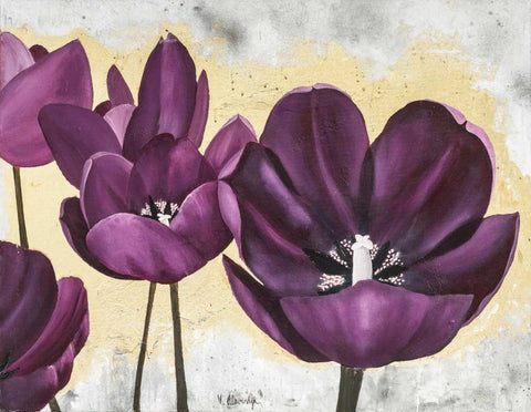 Flowers II White Modern Wood Framed Art Print with Double Matting by Sedalia, David